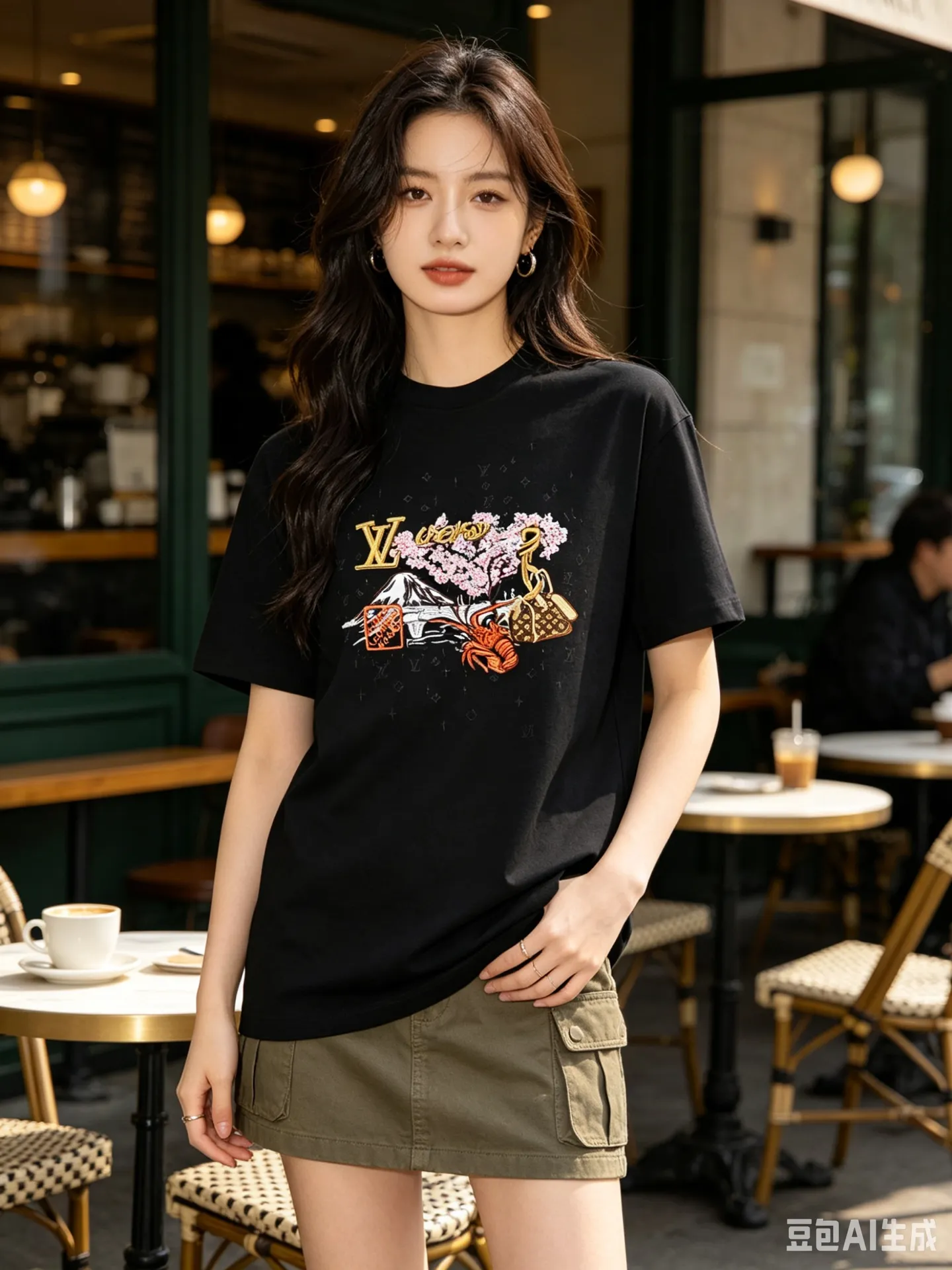 Louis Vuitton/Louis Vuitton cultural landscape elements embroidered short sleeves